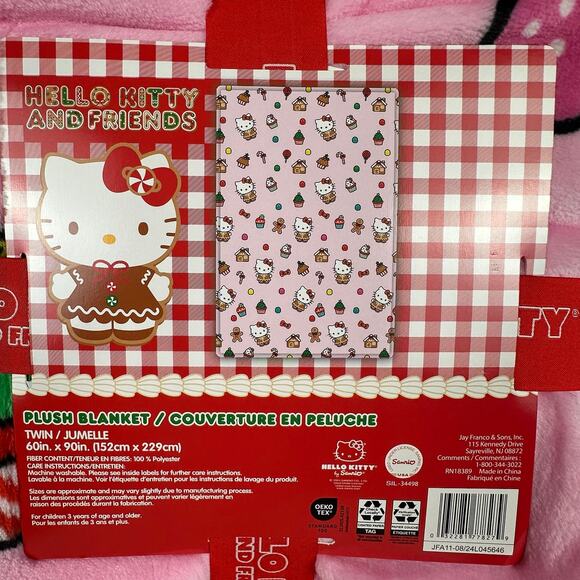 Hello Kitty Pink Candy Land Christmas Blanket Throw Twin 60x90 - Picture 2 of 3